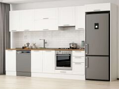 Alvinka 365X222 Cm Klasik Mebran Mutfak Dolabı Mb-E80S45S40-1 Mebran | Beyaz - Mdf