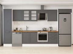 Alvinka 400X222 Cm Klasik Mebran Mutfak Dolabı Mbb-E90B50S60-3 Mebran | Antrasit - Suntalam