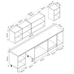 Alvinka 300X210 Cm Klasik Mebran Mutfak Dolabı M-E80S60S40-2 Mebran | Kumtaşı - Mdf