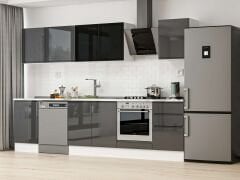 Alvinka 300X210 Cm High Gloss Mutfak Dolabı M-E80S50S50-3 High Gloss | Antrasit - Mdf