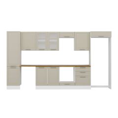 Alvinka 400X222 Cm Klasik Mebran Mutfak Dolabı Mbb-E90B50S60-3 Mebran | Kumtaşı - Suntalam