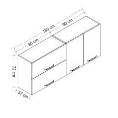 Minar 180 Cm Mutfak Dolabı Beyaz 180-B2-Üst Modül