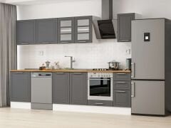 Alvinka 300X210 Cm Klasik Mebran Mutfak Dolabı M-E80S60S40-3 Mebran | Antrasit - Suntalam