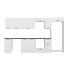 Alvinka 365X222 Cm Klasik Mebran Mutfak Dolabı Mb-E80S45S40-2 Mebran | Beyaz - Suntalam