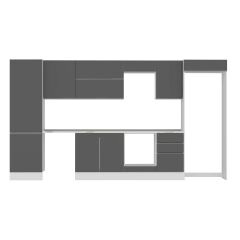 Alvinka 390X222 Cm High Gloss Mutfak Dolabı Mbb-E80B60S50-2 High Gloss | Antrasit - Mdf