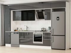 Alvinka 375X240 Cm High Gloss Mutfak Dolabı Mbb-E90B40S45-3 High Gloss | Antrasit - Mdf