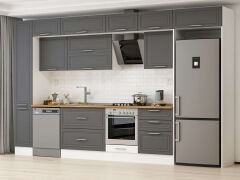 Alvinka 390X240 Cm Klasik Mebran Mutfak Dolabı Beyaz Beyaz Mbb-E90B40S60-2 Mebran | Antrasit - Mdf