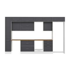 Alvinka 390X240 Cm Klasik Mebran Mutfak Dolabı Beyaz Beyaz Mbb-E90B40S60-2 Mebran | Antrasit - Mdf