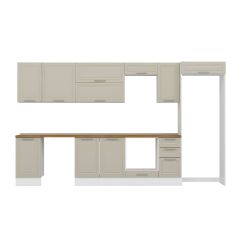 Alvinka 365X222 Cm Klasik Mebran Mutfak Dolabı Mb-E80S45S40-2 Mebran | Kumtaşı - Suntalam