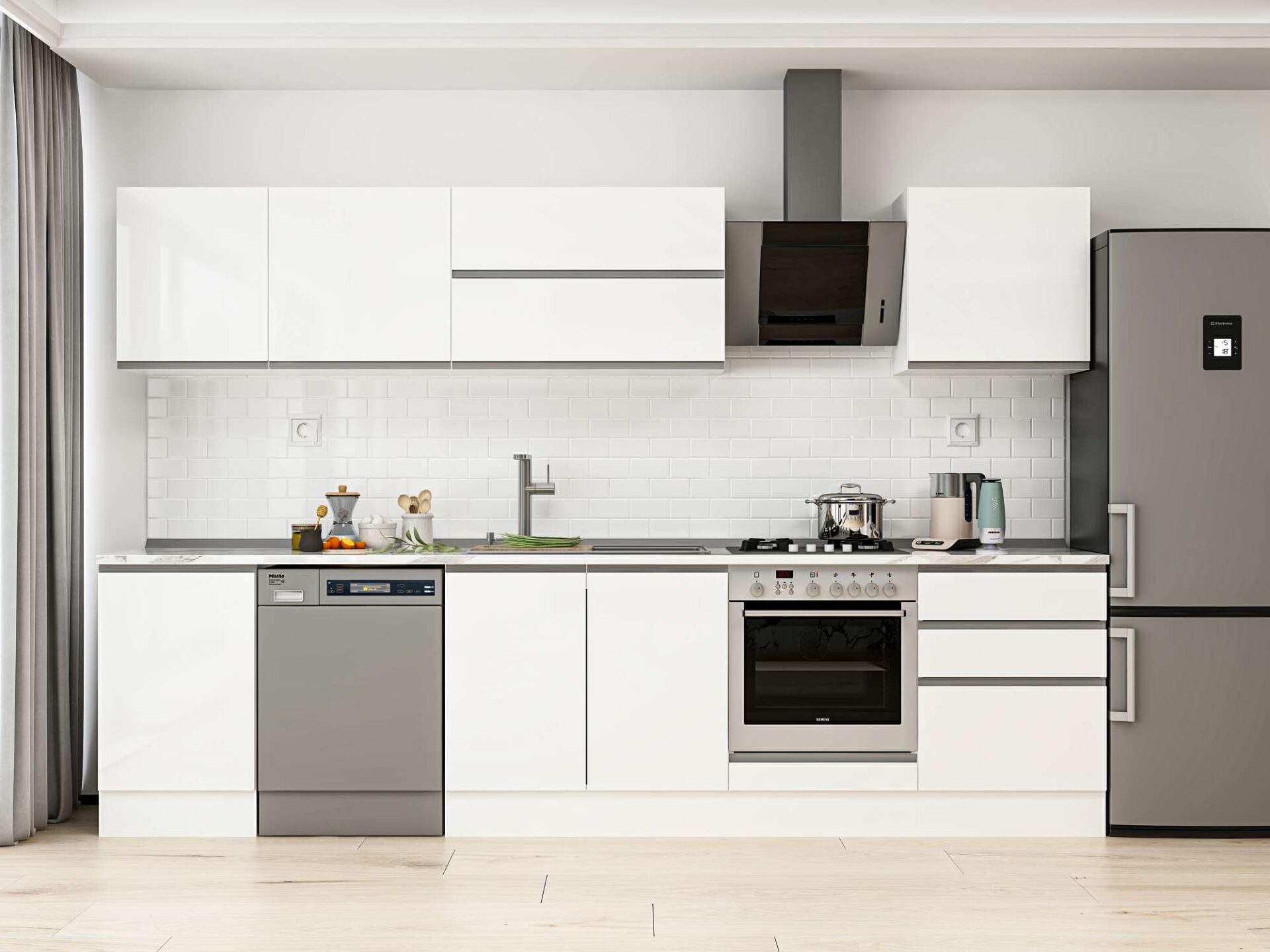 Alvinka 310X210 Cm High Gloss Mutfak Dolabı M-E80S50S60-2 High Gloss | Beyaz - Suntalam