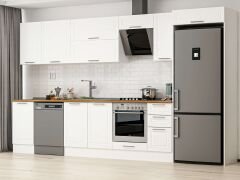 Alvinka 365X222 Cm Klasik Mebran Mutfak Dolabı Mb-E80S45S40-2 Mebran | Beyaz - Mdf