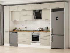 Alvinka 390X240 Cm Klasik Mebran Mutfak Dolabı Beyaz Beyaz Mbb-E90B40S60-2 Mebran | Kumtaşı - Mdf