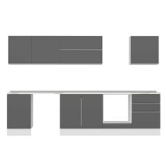 Alvinka 310X210 Cm High Gloss Mutfak Dolabı M-E80S50S60-2 High Gloss | Antrasit - Suntalam