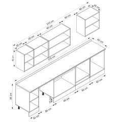 Alvinka 310X210 Cm High Gloss Mutfak Dolabı M-E80S50S60-2 High Gloss | Antrasit - Suntalam