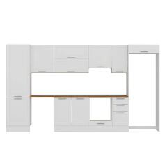 Alvinka 390X222 Cm Klasik Mebran Mutfak Dolabı Mbb-E90B60S40-1 Mebran | Beyaz - Mdf