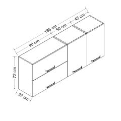 Minar 185 Cm Mutfak Dolabı Beyaz 185-B2-Üst Modül