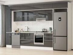 Alvinka 380X240 Cm High Gloss Mutfak Dolabı Mbb-E90B40S50-1 High Gloss | Antrasit - Mdf