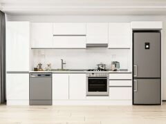 Alvinka 400X222 Cm High Gloss Mutfak Dolabı Mbb-E80B60S60-1 High Gloss | Beyaz - Suntalam