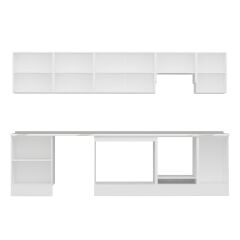 Alvinka 305X210 Cm Klasik Mebran Mutfak Dolabı M-E80S60S45-1 Mebran | Beyaz - Mdf