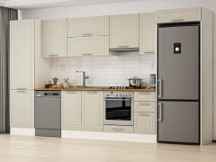 Alvinka 390X222 Cm Klasik Mebran Mutfak Dolabı Mbb-E90B60S40-1 Mebran | Kumtaşı - Mdf