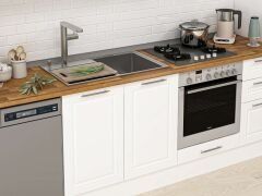 Alvinka 390X222 Cm Klasik Mebran Mutfak Dolabı Mbb-E90B60S40-2 Mebran | Beyaz - Suntalam