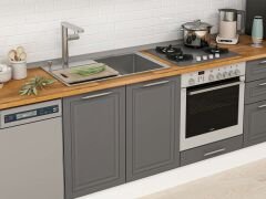 Alvinka 305X210 Cm Klasik Mebran Mutfak Dolabı M-E80S60S45-1 Mebran | Antrasit - Mdf