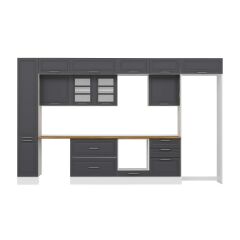 Alvinka 390X240 Cm Klasik Mebran Mutfak Dolabı Beyaz Beyaz Mbb-E90B40S60-3 Mebran | Antrasit - Mdf