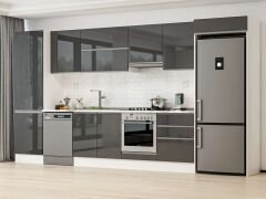 Alvinka 400X222 Cm High Gloss Mutfak Dolabı Mbb-E80B60S60-1 High Gloss | Antrasit - Suntalam