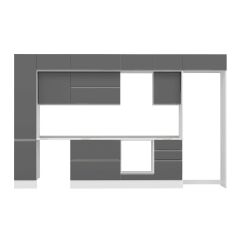 Alvinka 380X240 Cm High Gloss Mutfak Dolabı Mbb-E90B40S50-2 High Gloss | Antrasit - Suntalam