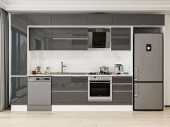 Alvinka 380X240 Cm High Gloss Mutfak Dolabı Mbb-E90B40S50-2 High Gloss | Antrasit - Mdf