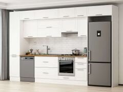 Alvinka 375X240 Cm Klasik Mebran Mutfak Dolabı Beyaz Beyaz Mbb-E90B45S40-1 Mebran | Beyaz - Suntalam