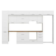 Alvinka 375X240 Cm Klasik Mebran Mutfak Dolabı Beyaz Beyaz Mbb-E90B45S40-1 Mebran | Beyaz - Suntalam