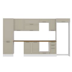 Alvinka 390X222 Cm Klasik Mebran Mutfak Dolabı Mbb-E90B60S40-2 Mebran | Kumtaşı - Suntalam