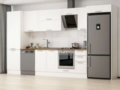 Alvinka 390X222 Cm Klasik Mebran Mutfak Dolabı Mbb-E90B60S40-2 Mebran | Beyaz - Mdf