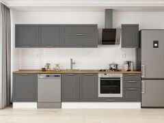 Alvinka 305X210 Cm Klasik Mebran Mutfak Dolabı M-E80S60S45-2 Mebran | Antrasit - Suntalam