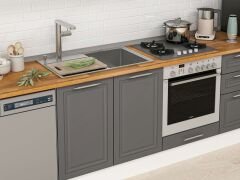 Alvinka 305X210 Cm Klasik Mebran Mutfak Dolabı M-E80S60S45-2 Mebran | Antrasit - Suntalam