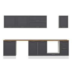 Alvinka 305X210 Cm Klasik Mebran Mutfak Dolabı M-E80S60S45-2 Mebran | Antrasit - Suntalam