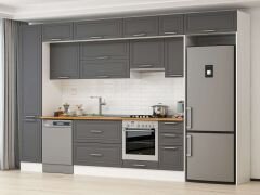 Alvinka 375X240 Cm Klasik Mebran Mutfak Dolabı Beyaz Beyaz Mbb-E90B45S40-1 Mebran | Antrasit - Suntalam