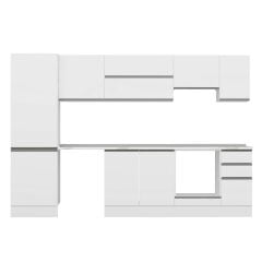 Alvinka 300X210 Cm High Gloss Mutfak Dolabı M-E80S60S40-1 High Gloss | Beyaz - Mdf