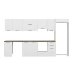 Alvinka 370X222 Cm Klasik Mebran Mutfak Dolabı Mb-E80S45S45-1 Mebran | Beyaz - Suntalam