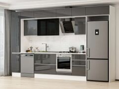 Alvinka 380X240 Cm High Gloss Mutfak Dolabı Mbb-E90B40S50-3 High Gloss | Antrasit - Suntalam