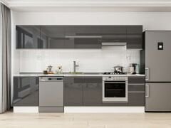 Alvinka 300X210 Cm High Gloss Mutfak Dolabı M-E80S60S40-1 High Gloss | Antrasit - Mdf