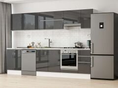 Alvinka 300X210 Cm High Gloss Mutfak Dolabı M-E80S60S40-1 High Gloss | Antrasit - Mdf