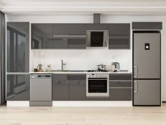 Alvinka 400X222 Cm High Gloss Mutfak Dolabı Mbb-E80B60S60-2 High Gloss | Antrasit - Mdf