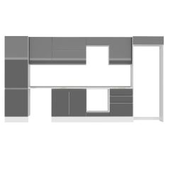 Alvinka 400X222 Cm High Gloss Mutfak Dolabı Mbb-E80B60S60-2 High Gloss | Antrasit - Mdf