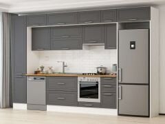 Alvinka 375X240 Cm Klasik Mebran Mutfak Dolabı Beyaz Beyaz Mbb-E90B45S40-1 Mebran | Antrasit - Mdf