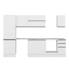 Alvinka 300X210 Cm High Gloss Mutfak Dolabı M-E80S60S40-2 High Gloss | Beyaz - Mdf