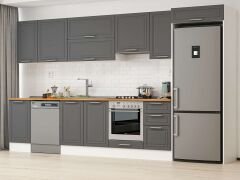 Alvinka 370X222 Cm Klasik Mebran Mutfak Dolabı Mb-E80S45S45-1 Mebran | Antrasit - Mdf