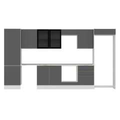 Alvinka 400X222 Cm High Gloss Mutfak Dolabı Mbb-E80B60S60-3 High Gloss | Antrasit - Suntalam