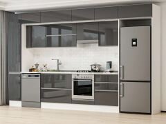 Alvinka 390X240 Cm High Gloss Mutfak Dolabı Mbb-E90B40S60-1 High Gloss | Antrasit - Suntalam